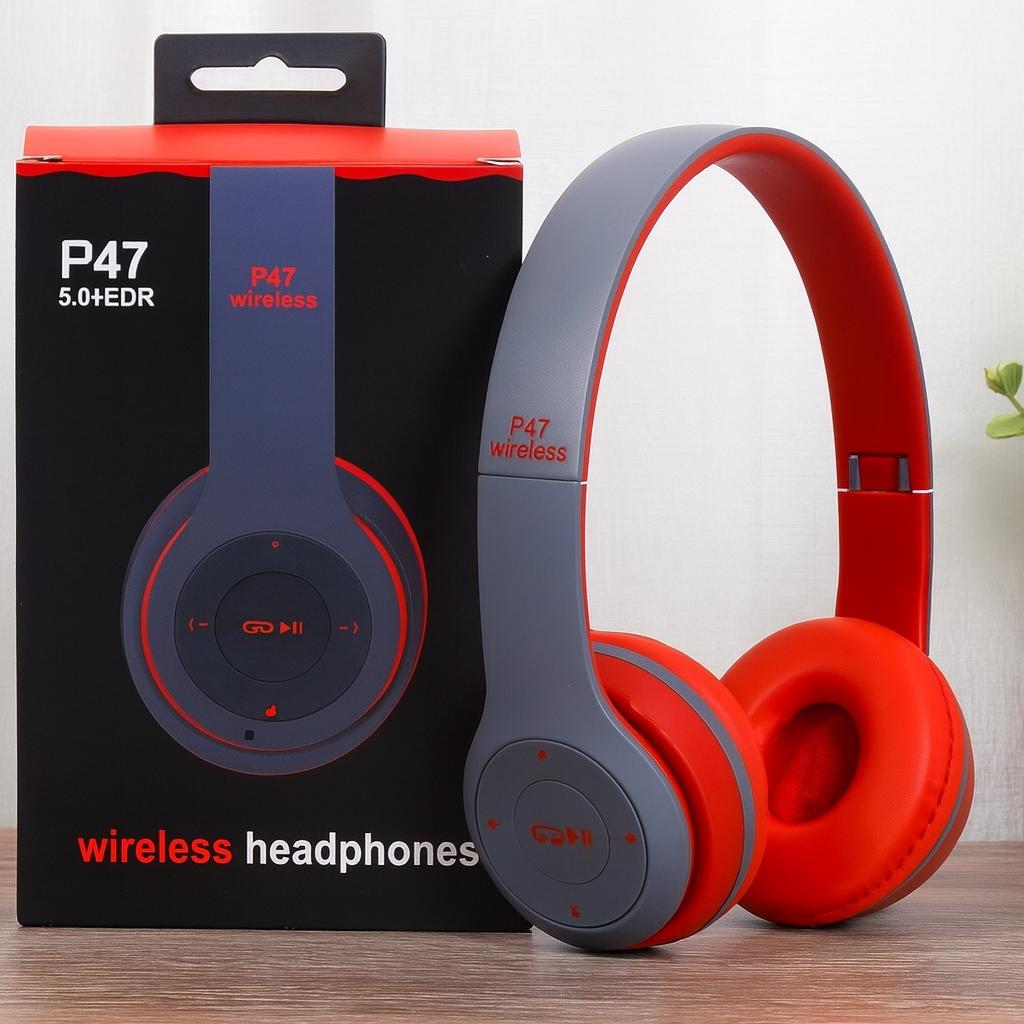 P47 Wireless Bluetooth Headphones – Foldable Stereo Headset with Mic